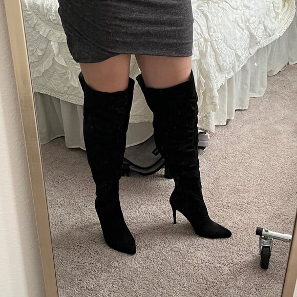 - Journee Over Knee Suede Boots - Picture 2 of 7